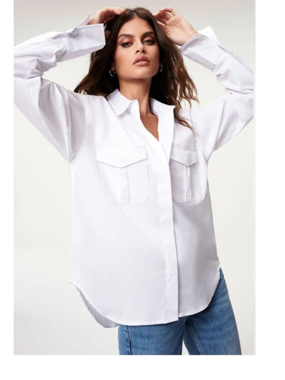 Good American | The Good Shirt White Button Down Blouse NWT Sz M